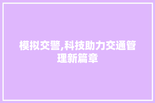 模拟交警,科技助力交通管理新篇章 服务器/数据库