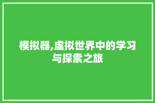模拟器,虚拟世界中的学习与探索之旅 服务器/数据库