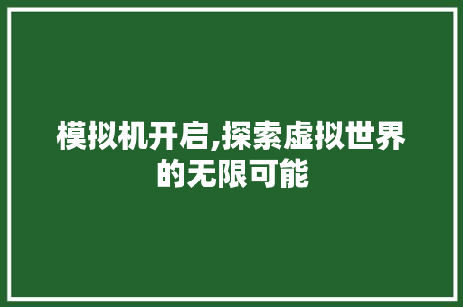 模拟机开启,探索虚拟世界的无限可能