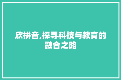 欣拼音,探寻科技与教育的融合之路