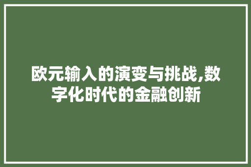欧元输入的演变与挑战,数字化时代的金融创新
