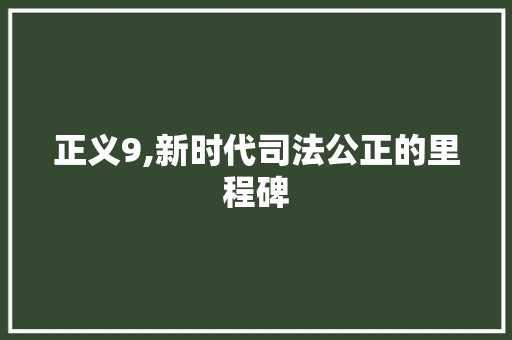 正义9,新时代司法公正的里程碑
