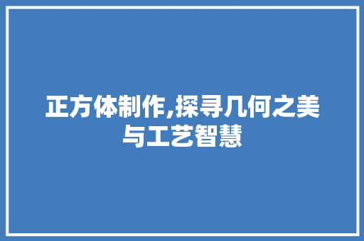 正方体制作,探寻几何之美与工艺智慧