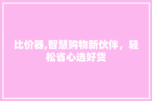 比价器,智慧购物新伙伴，轻松省心选好货