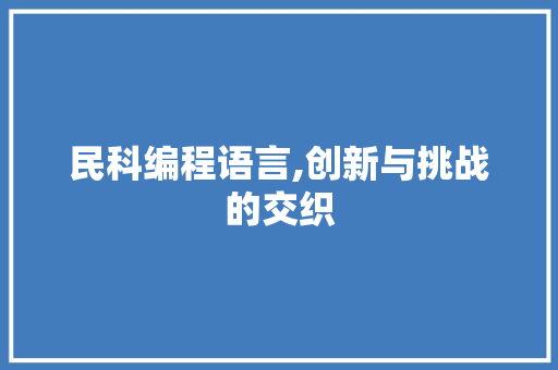 民科编程语言,创新与挑战的交织 友链在线