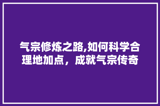 气宗修炼之路,如何科学合理地加点，成就气宗传奇 WordPress教程