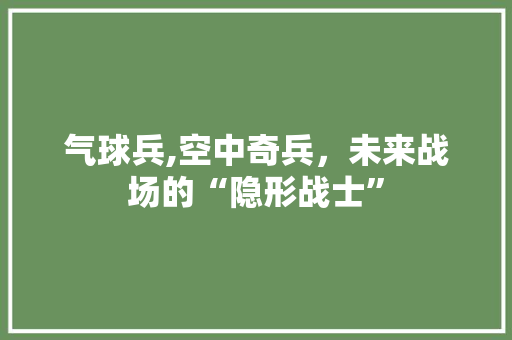 气球兵,空中奇兵，未来战场的“隐形战士” 友链在线