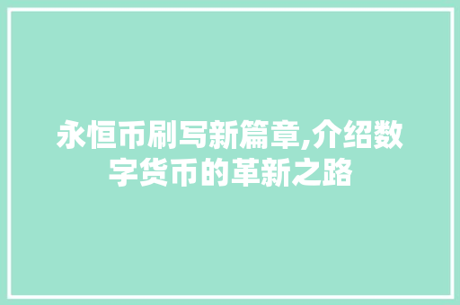永恒币刷写新篇章,介绍数字货币的革新之路