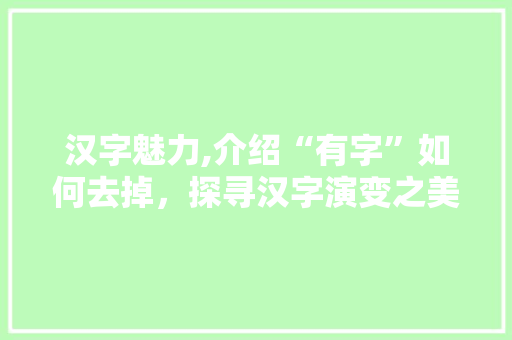 汉字魅力,介绍“有字”如何去掉，探寻汉字演变之美 服务器/数据库