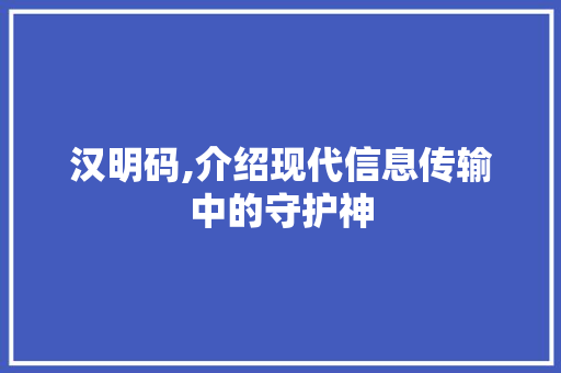 汉明码,介绍现代信息传输中的守护神