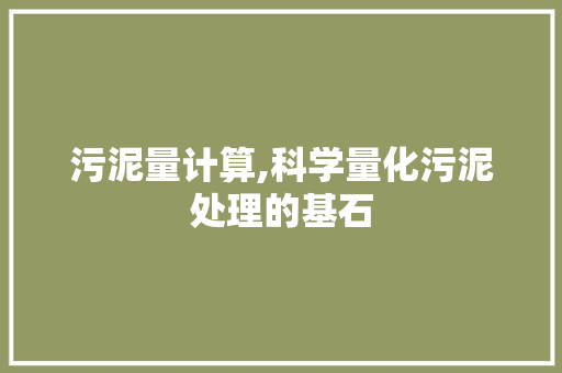 污泥量计算,科学量化污泥处理的基石 友链在线
