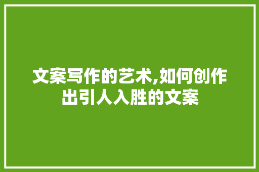 文案写作的艺术,如何创作出引人入胜的文案 WordPress教程