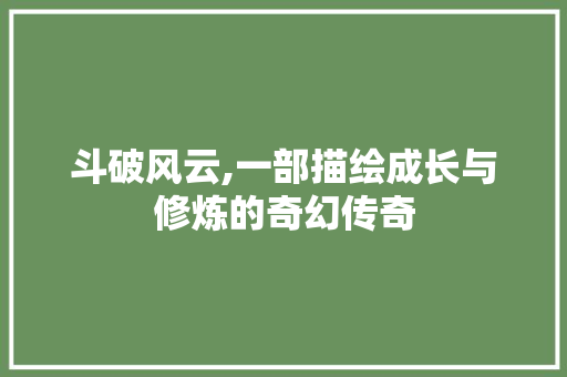 斗破风云,一部描绘成长与修炼的奇幻传奇