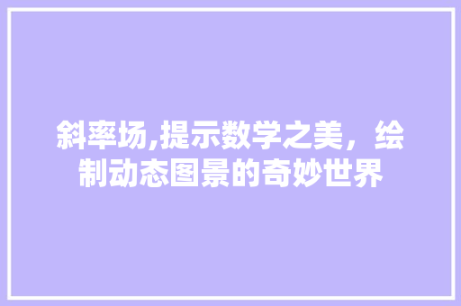 斜率场,提示数学之美，绘制动态图景的奇妙世界
