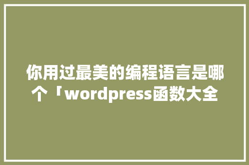 你用过最美的编程语言是哪个「wordpress函数大全」 你用过最美的编程语言是哪个「wordpress函数大全」 建站教程