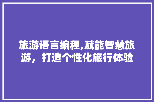 旅游语言编程,赋能智慧旅游，打造个性化旅行体验 SEO教程