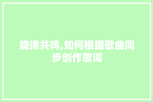 旋律共鸣,如何根据歌曲同步创作歌词