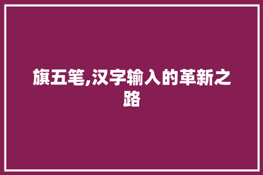 旗五笔,汉字输入的革新之路