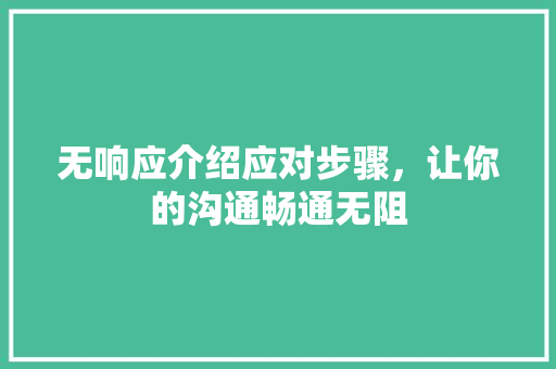 无响应介绍应对步骤，让你的沟通畅通无阻