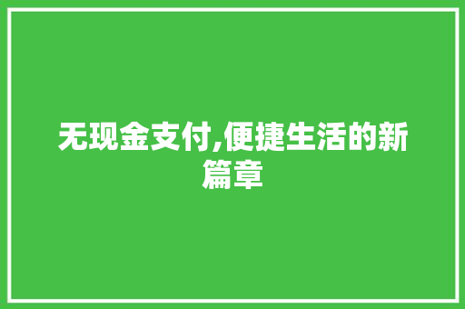 无现金支付,便捷生活的新篇章