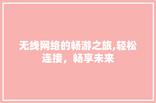 无线网络的畅游之旅,轻松连接，畅享未来 Web前端