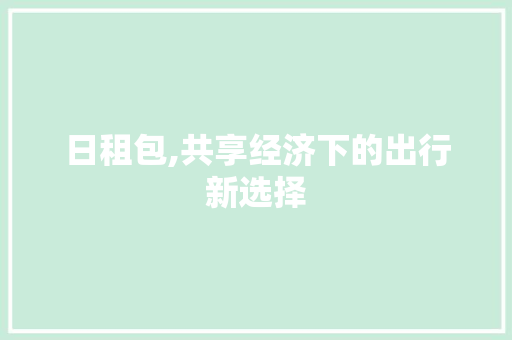日租包,共享经济下的出行新选择