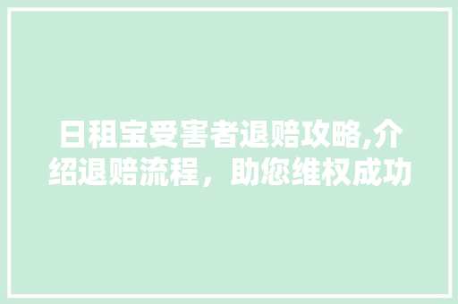 日租宝受害者退赔攻略,介绍退赔流程，助您维权成功 WordPress教程