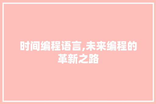 时间编程语言,未来编程的革新之路