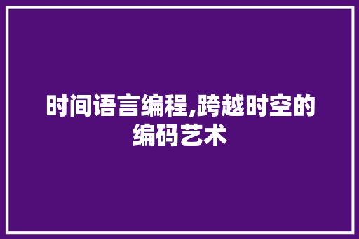 时间语言编程,跨越时空的编码艺术