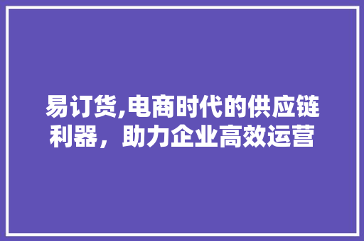 易订货,电商时代的供应链利器，助力企业高效运营 WordPress教程
