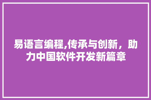 易语言编程,传承与创新，助力中国软件开发新篇章 SEO教程