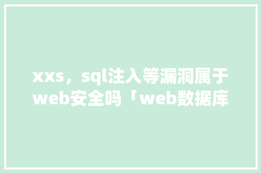 xxs，sql注入等漏洞属于web安全吗「web数据库的安全性怎么样」 xxs，sql注入等漏洞属于web安全吗「web数据库的安全性怎么样」 WordPress教程