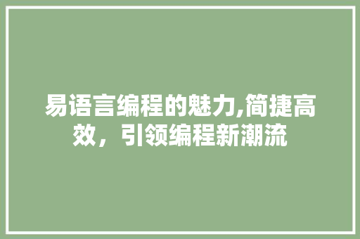 易语言编程的魅力,简捷高效，引领编程新潮流 SEO教程