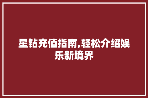 星钻充值指南,轻松介绍娱乐新境界 Web前端