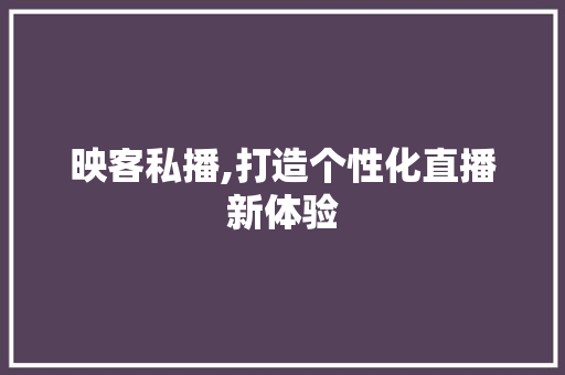映客私播,打造个性化直播新体验 SEO教程