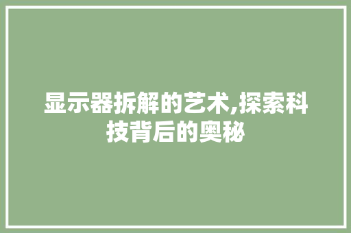 显示器拆解的艺术,探索科技背后的奥秘