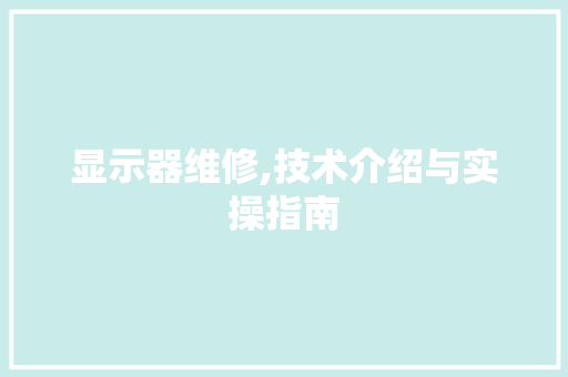 显示器维修,技术介绍与实操指南