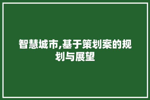 智慧城市,基于策划案的规划与展望 Web前端