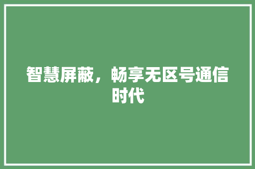 智慧屏蔽，畅享无区号通信时代