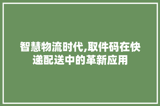 智慧物流时代,取件码在快递配送中的革新应用 友链在线