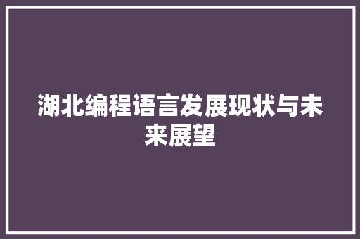 湖北编程语言发展现状与未来展望 Web前端