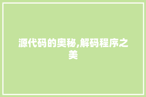源代码的奥秘,解码程序之美