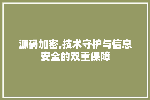 源码加密,技术守护与信息安全的双重保障