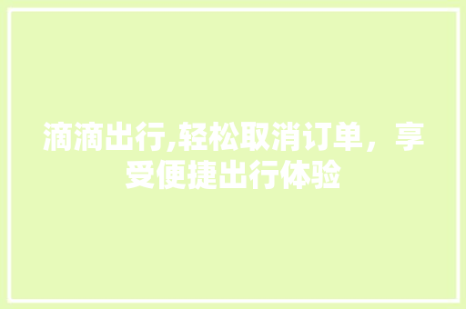 滴滴出行,轻松取消订单，享受便捷出行体验