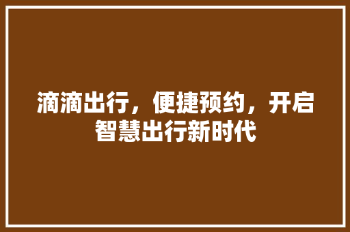 滴滴出行，便捷预约，开启智慧出行新时代