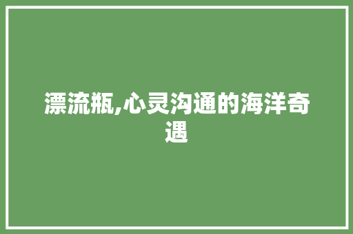 漂流瓶,心灵沟通的海洋奇遇
