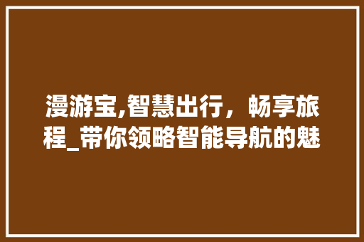漫游宝,智慧出行，畅享旅程_带你领略智能导航的魅力 SEO教程