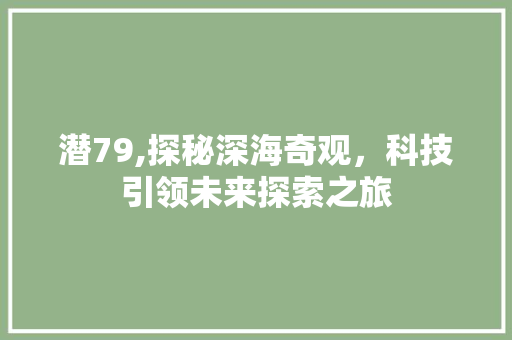 潜79,探秘深海奇观，科技引领未来探索之旅