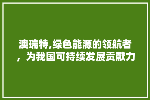 澳瑞特,绿色能源的领航者，为我国可持续发展贡献力量 WordPress教程
