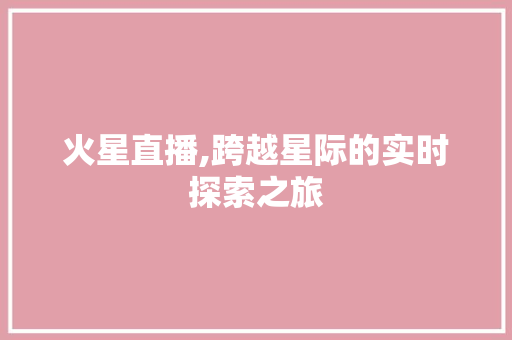 火星直播,跨越星际的实时探索之旅 建站教程